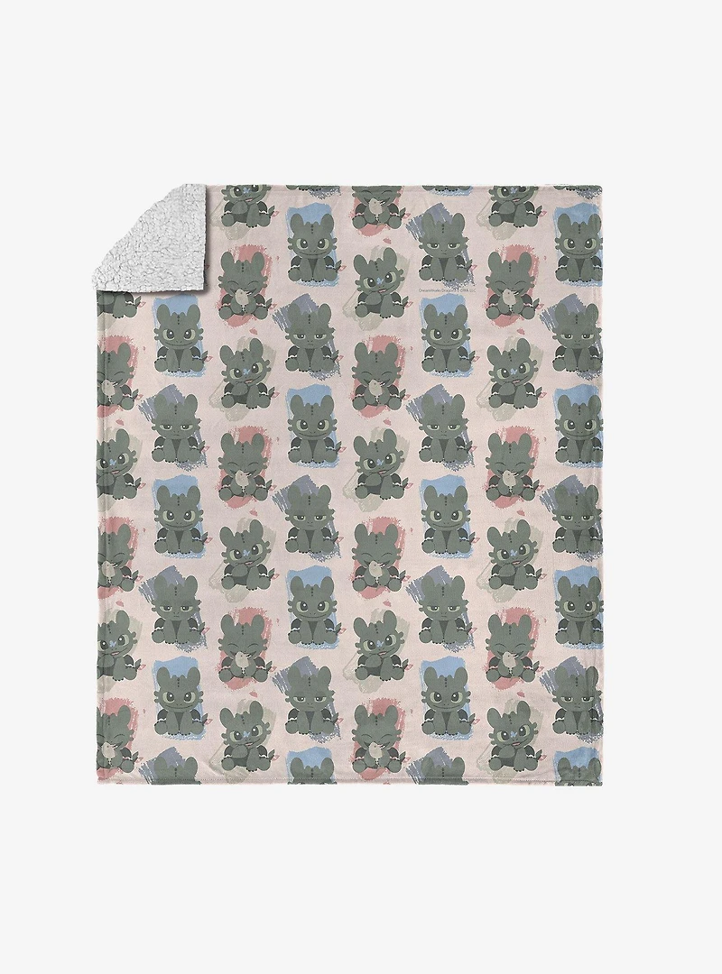 How to Train Your Dragon Many Emotions Silk Touch Sherpa Throw Blanket