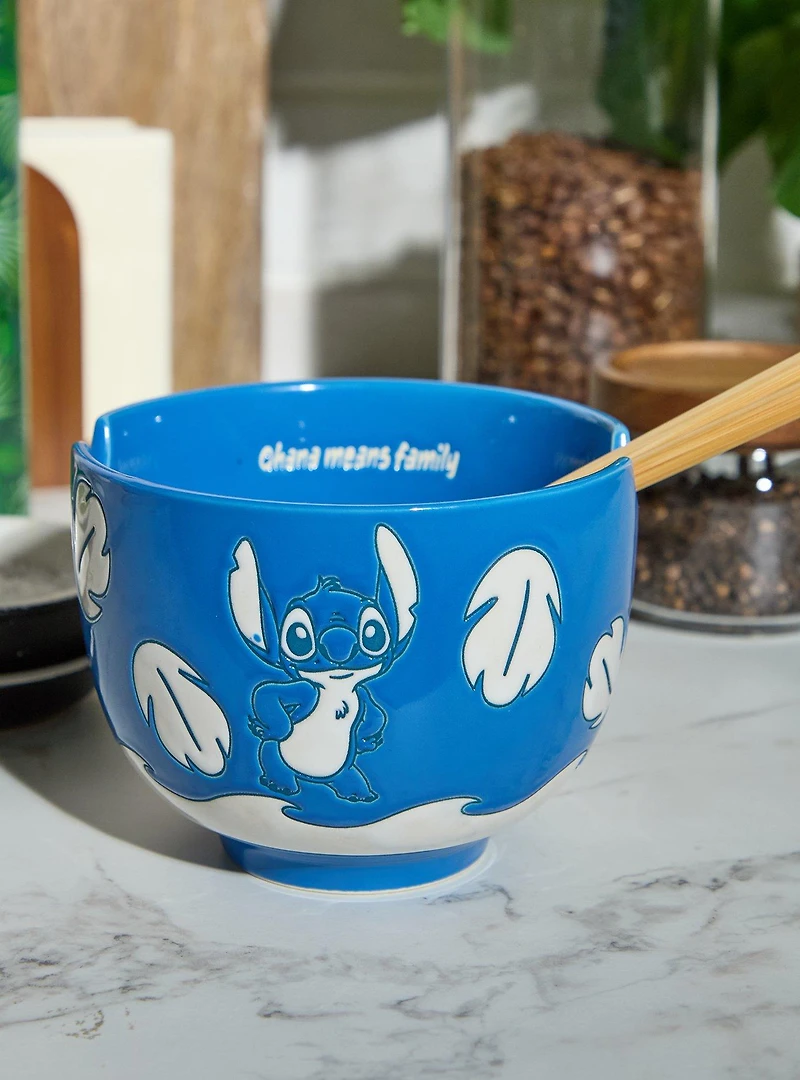 Disney Lilo & Stitch Palm Frond Blue Ramen Bowl Set - BoxLunch Exclusive