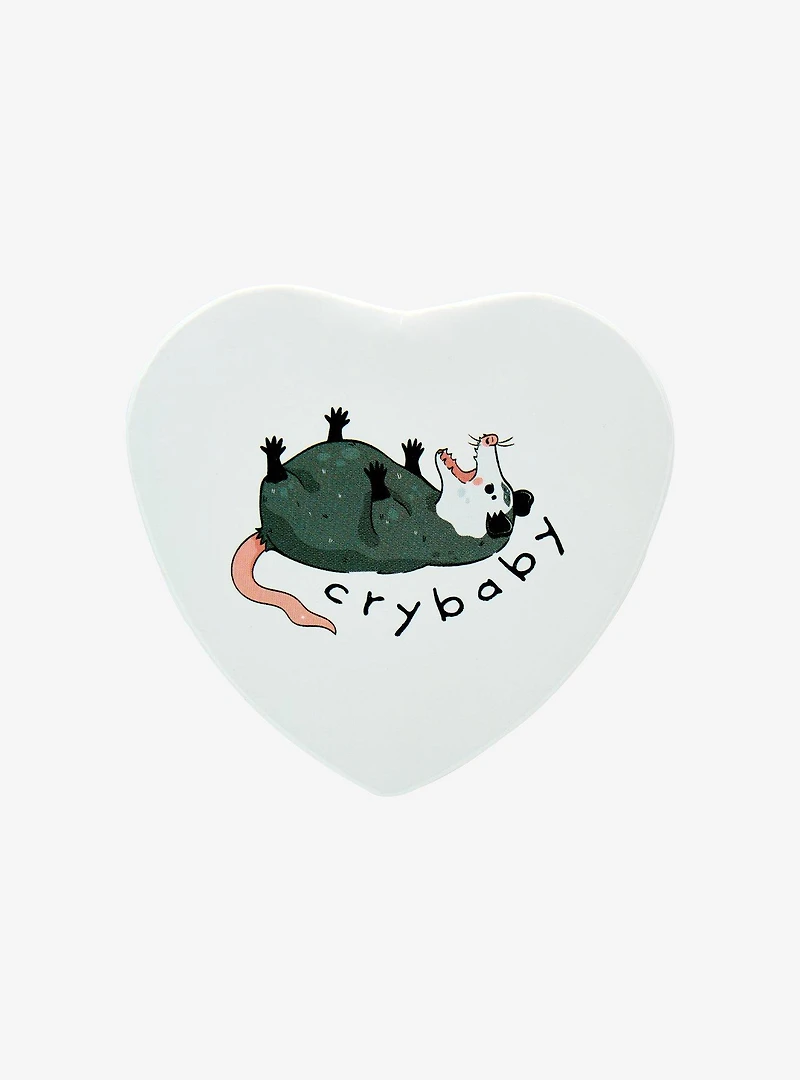 Crybaby Possum Heart Button Pin