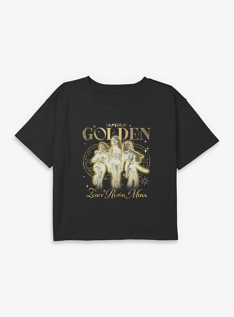KPop Demon Hunters Huntrix Golden Trio Youth Girls Boxy Crop T-Shirt