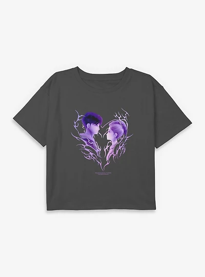 KPop Demon Hunters Jinu & Rumi Cyber Heart Youth Girls Boxy Crop T-Shirt
