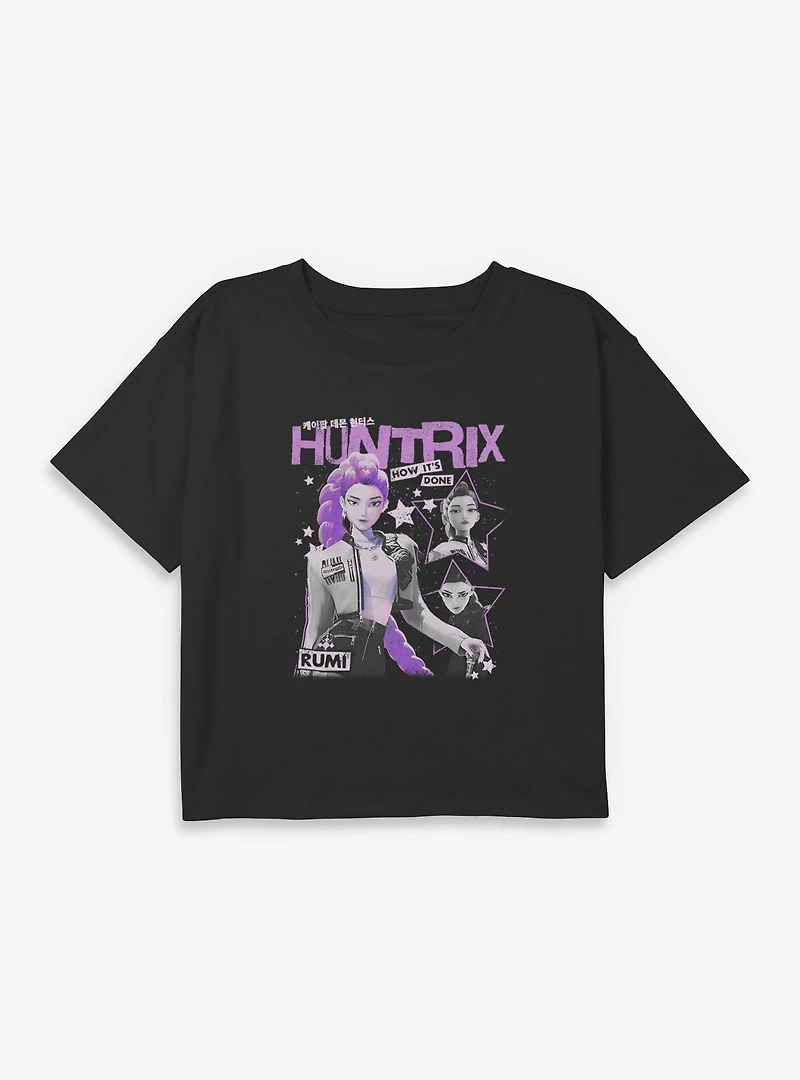 KPop Demon Hunters Huntrix Rumi Stars Collage Youth Girls Boxy Crop T-Shirt