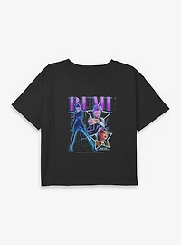 KPop Demon Hunters Rumi Star Collage Youth Girls Boxy Crop T-Shirt