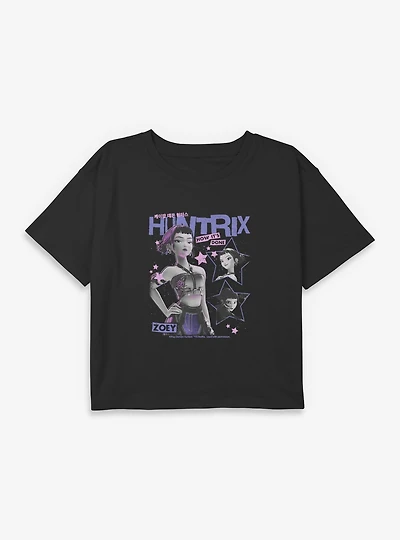 KPop Demon Hunters Huntrix Zoey Stars Collage Youth Girls Boxy Crop T-Shirt