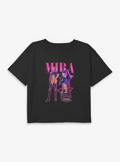 KPop Demon Hunters Mira Star Collage Youth Girls Boxy Crop T-Shirt