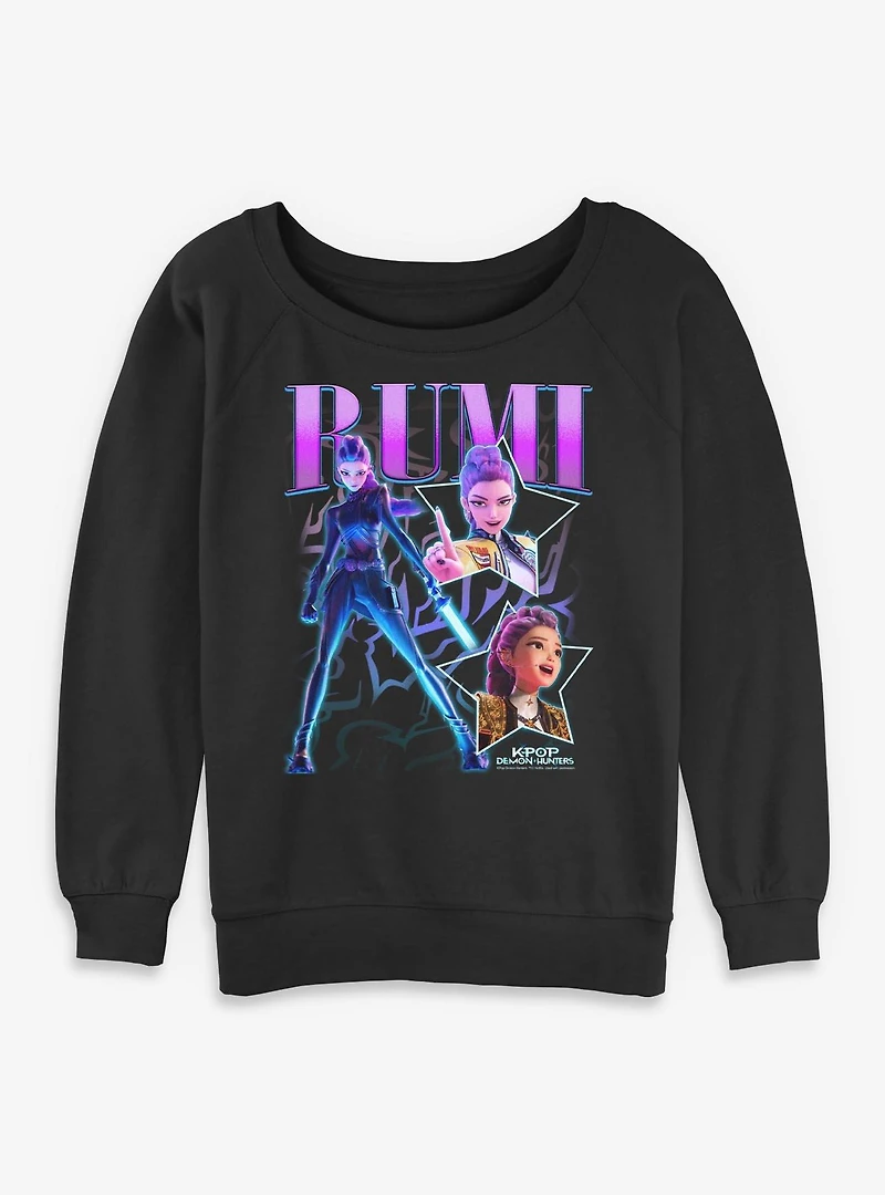 KPop Demon Hunters Rumi Star Collage Womens Slouchy Sweatshirt
