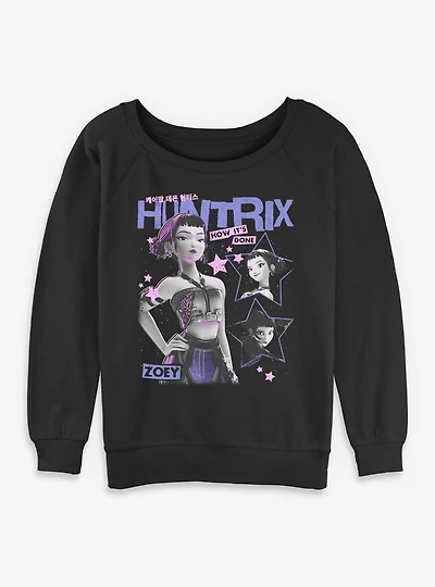 KPop Demon Hunters Huntrix Zoey Stars Collage Womens Slouchy Sweatshirt