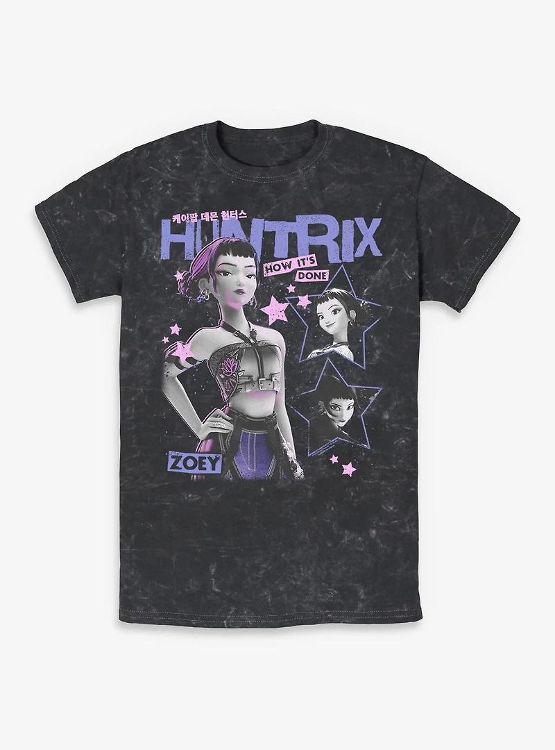 KPop Demon Hunters Huntrix Zoey Stars Collage Mineral Wash T-Shirt