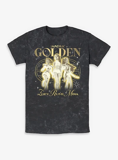 KPop Demon Hunters Huntrix Golden Trio Mineral Wash T-Shirt