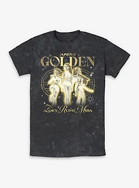 KPop Demon Hunters Huntrix Golden Trio Mineral Wash T-Shirt
