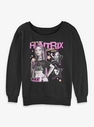 KPop Demon Hunters Huntrix Mira Stars Collage Womens Slouchy Sweatshirt