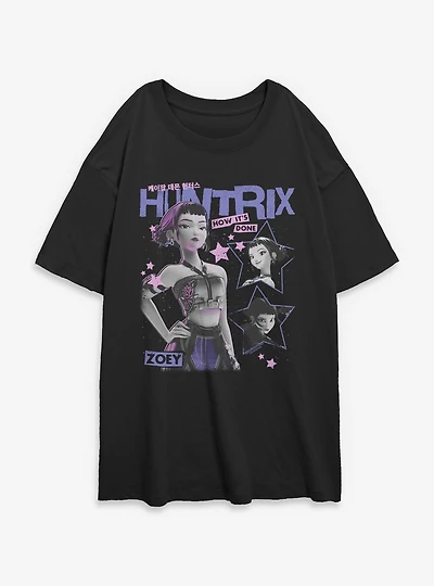 KPop Demon Hunters Huntrix Zoey Stars Collage Womens Oversized T-Shirt