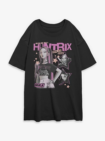 KPop Demon Hunters Huntrix Mira Stars Collage Womens Oversized T-Shirt