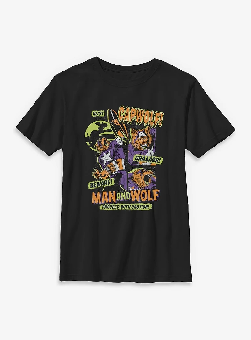 Marvel Captain America Capwolf Comic Style Cover Youth T-Shirt