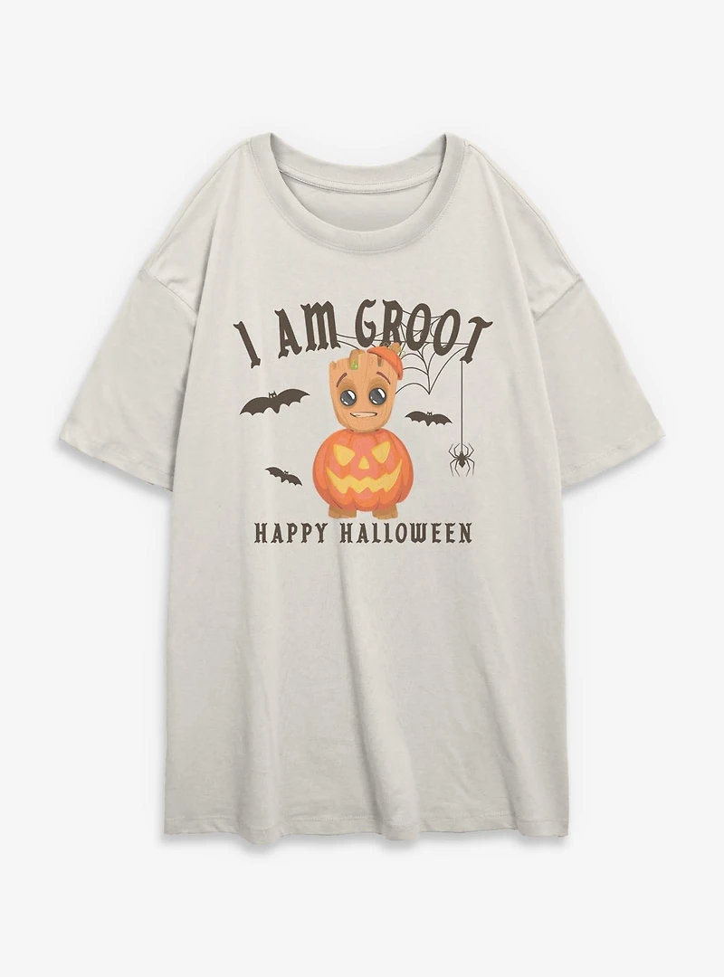 Marvel Guardians of the Galaxy I Am Groot Happy Halloween Womens Oversized T-Shirt