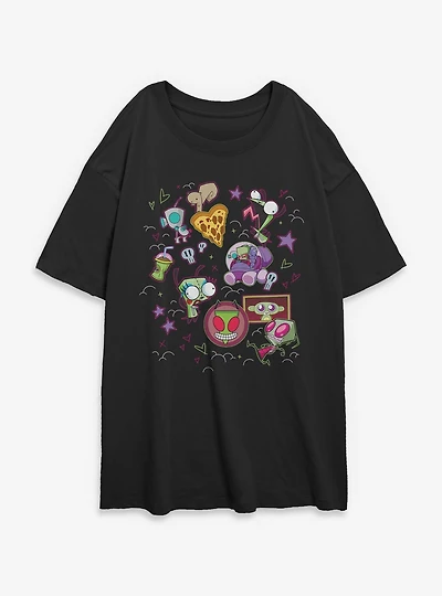 Invader ZIM Icon Doodles Womens Oversized T-Shirt