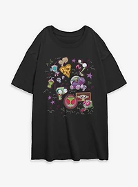 Invader ZIM Icon Doodles Womens Oversized T-Shirt