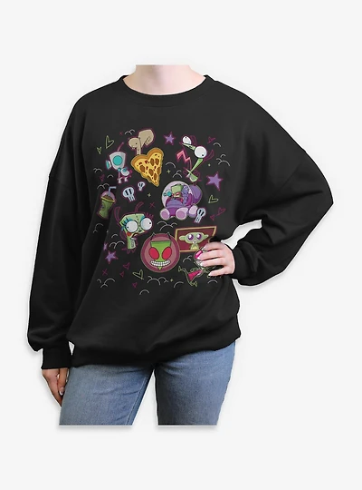 Invader ZIM Icon Doodles Womens Oversized Sweatshirt