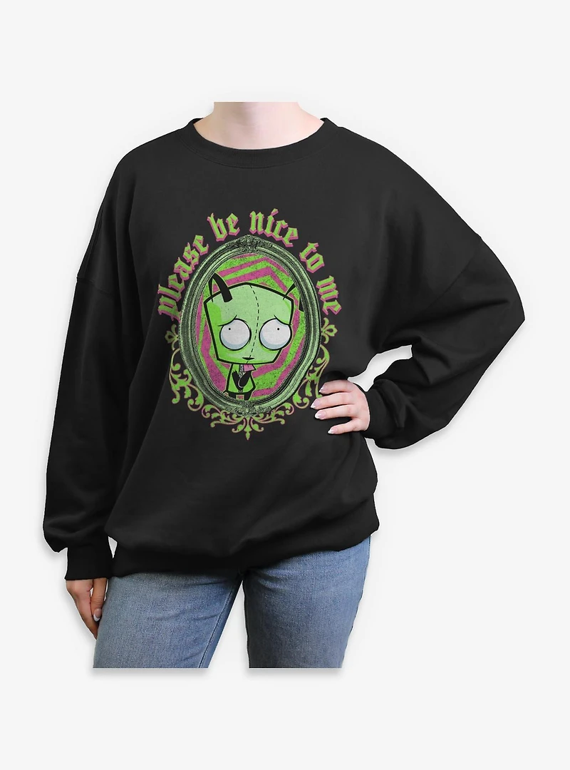 Invader ZIM Please Be Nice To Me Womens Oversized Sweatshirt