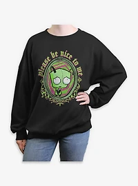 Invader ZIM Please Be Nice To Me Womens Oversized Sweatshirt