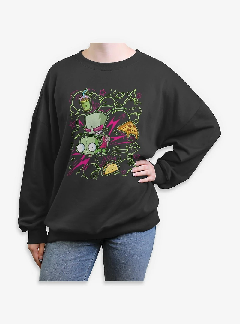 Invader Zim Doodle Womens Oversized Sweatshirt