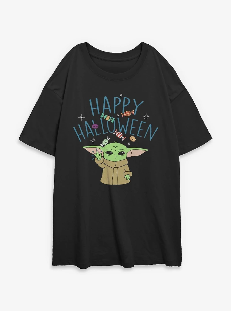 Star Wars The Mandalorian Happy Halloween Grogu Womens Oversized T-Shirt