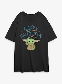 Star Wars The Mandalorian Happy Halloween Grogu Womens Oversized T-Shirt