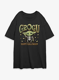 Star Wars The Mandalorian Grogu Happy Halloween Womens Oversized T-Shirt