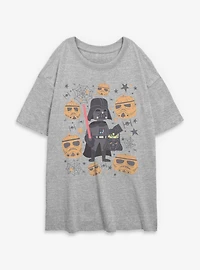 Star Wars Darth Vader & Stormptrooper Pumpkins Womens Oversized T-Shirt