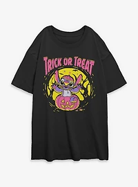 Disney Lilo & Stitch Spooky Trick Or Treat Womens Oversized T-Shirt