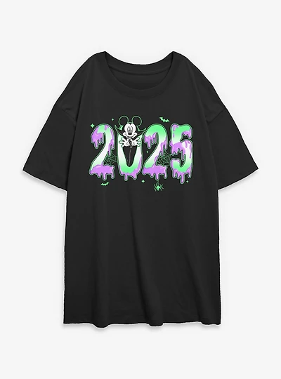 Disney Mickey Mouse Spooky Year 2025 Womens Oversized T-Shirt