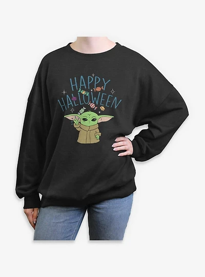 Star Wars The Mandalorian Happy Halloween Grogu Womens Oversized Sweatshirt