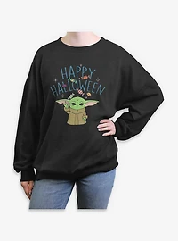Star Wars The Mandalorian Happy Halloween Grogu Womens Oversized Sweatshirt