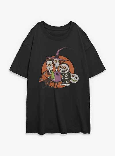 The Nightmare Before ChristmasTroublemakers Trio Lock Shock Barrel Womens Oversized T-Shirt