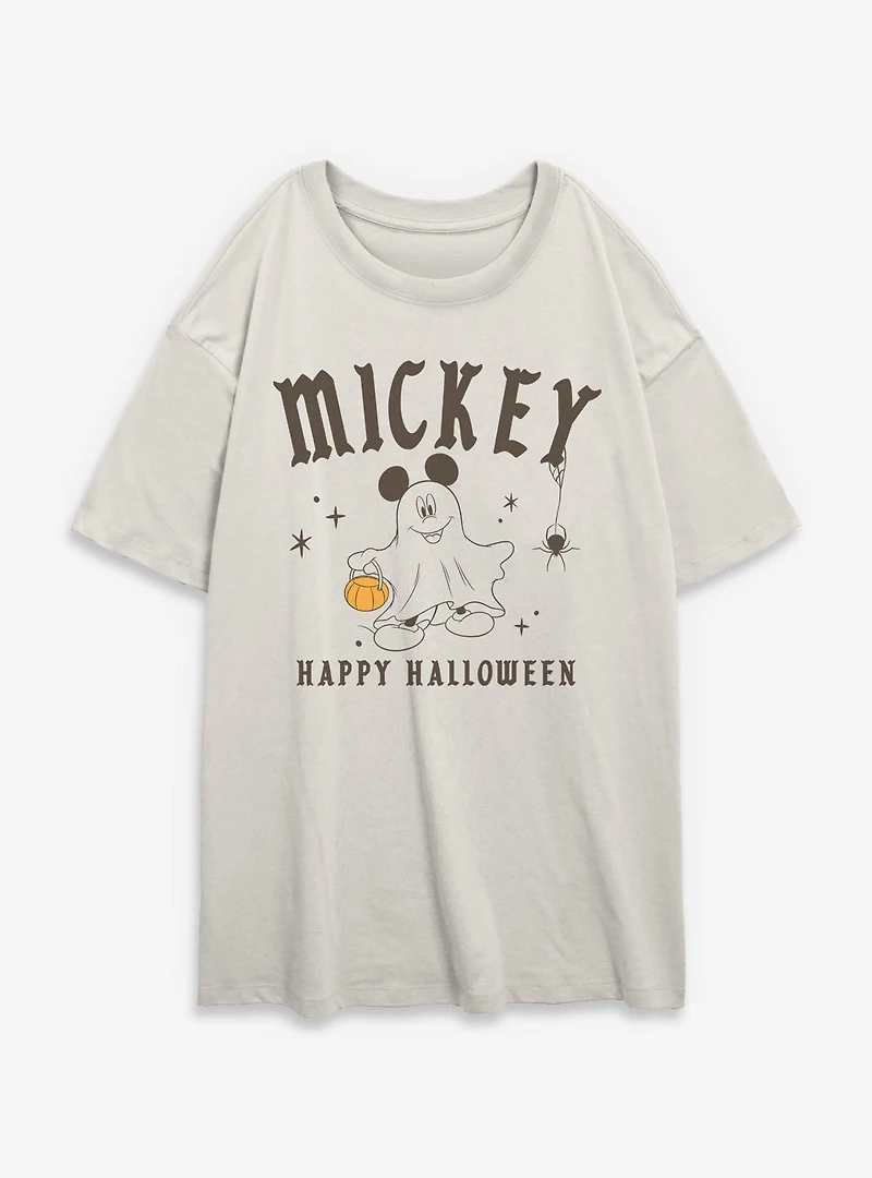 Disney Mickey Mouse Happy Halloween Ghost Spirits Womens Oversized T-Shirt