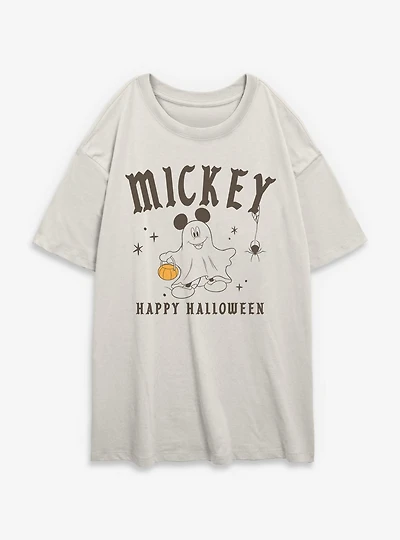Disney Mickey Mouse Happy Halloween Ghost Spirits Womens Oversized T-Shirt
