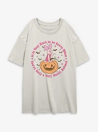 Disney Winnie The Pooh Piglet Very Hard To Be Brave Spooky Womens Oversized T-Shirt