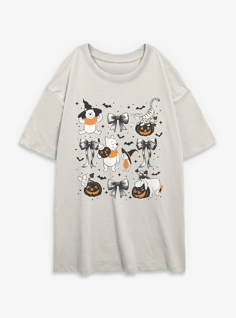 Disney Winnie The Pooh Spooky Bows & Bats Womens Oversized T-Shirt