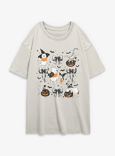 Disney Winnie The Pooh Spooky Bows & Bats Womens Oversized T-Shirt
