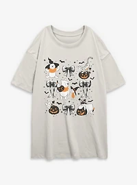 Disney Winnie The Pooh Spooky Bows & Bats Womens Oversized T-Shirt