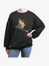 Minions Minion Stuart Witch Womens Oversized Sweatshirt