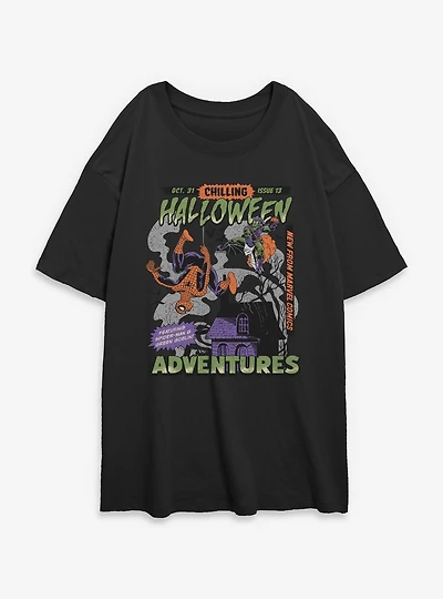 Marvel Spider-Man Chilling Halloween Adventures Comic Style Cover Womens Oversized T-Shirt