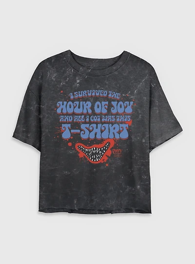 Poppy Playtime I Survived The Hour Of Joy Womens Mineral Wash Crop T-Shirt