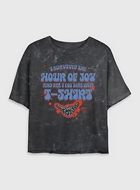 Poppy Playtime I Survived The Hour Of Joy Womens Mineral Wash Crop T-Shirt
