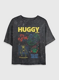 Poppy Playtime Huggy Wants To Play Womens Mineral Wash Crop T-Shirt