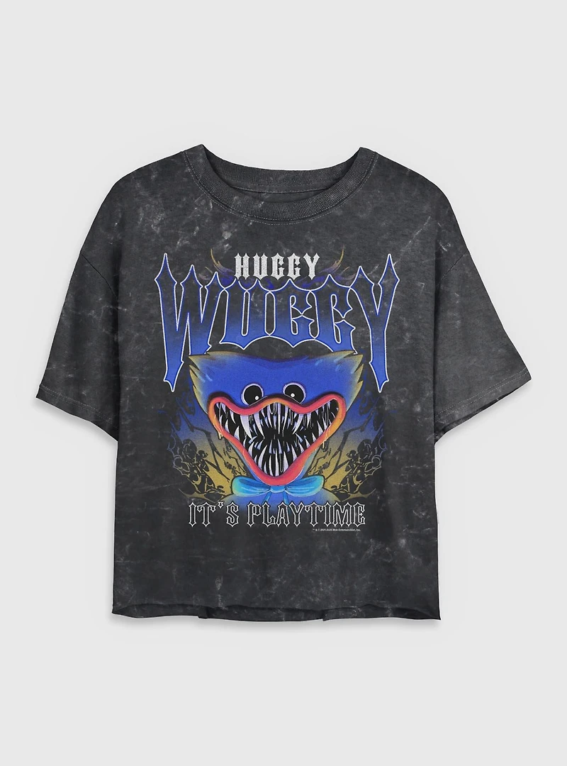 Poppy Playtime Huggy Wuggy Womens Mineral Wash Crop T-Shirt