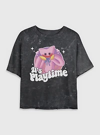 Poppy Playtime Kissy Missy Womens Mineral Wash Crop T-Shirt