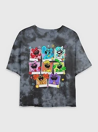 Poppy Playtime Polaroid Smiling Critters Womens Tie-Dye Crop T-Shirt