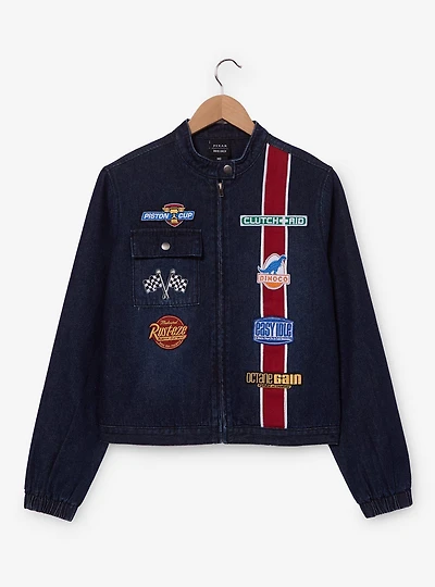 Disney Pixar Cars Cropped Women's Plus Denim Moto Jacket — BoxLunch Exclusive