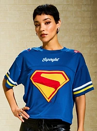 DC Comics Supergirl Kara Women's Plus Cropped Football Jersey - BoxLunch Exclusive